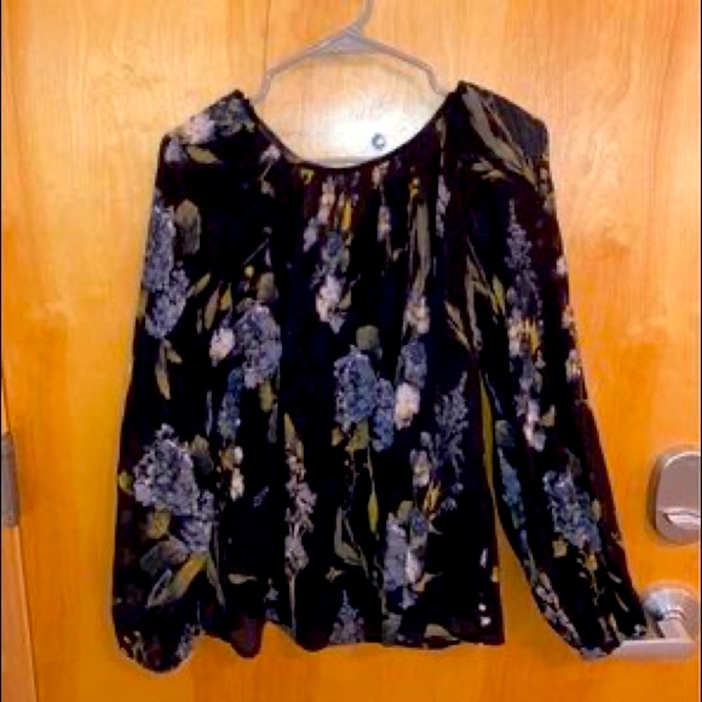 Black Floral Blouse, Lightly Used